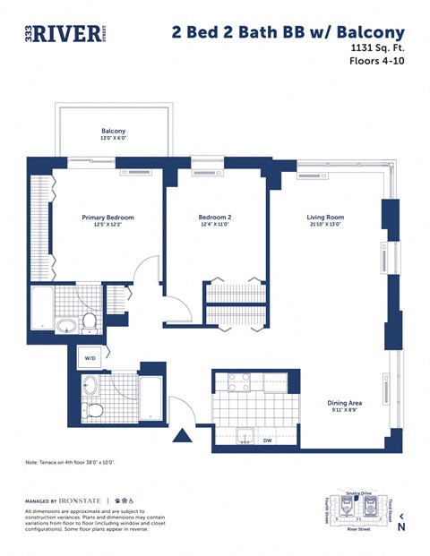 the floor plan of 2 bed 2 bath bbw